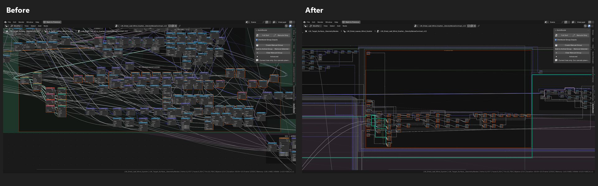 Before and after detail comparison of the Gust Field frame