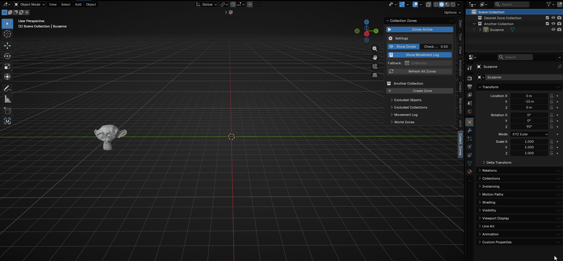 Creating a zone cube then moving an object inside it to trigger automatic collection assignment