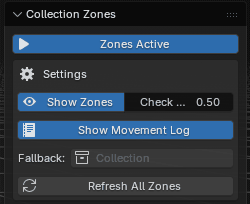 Toggling the Zones Active button on and off in the Collection Zones panel