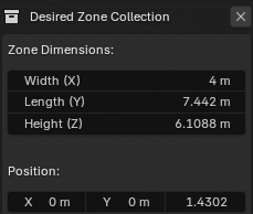 Zone Dimensions and Position input fields in the Collection Zones sidebar panel