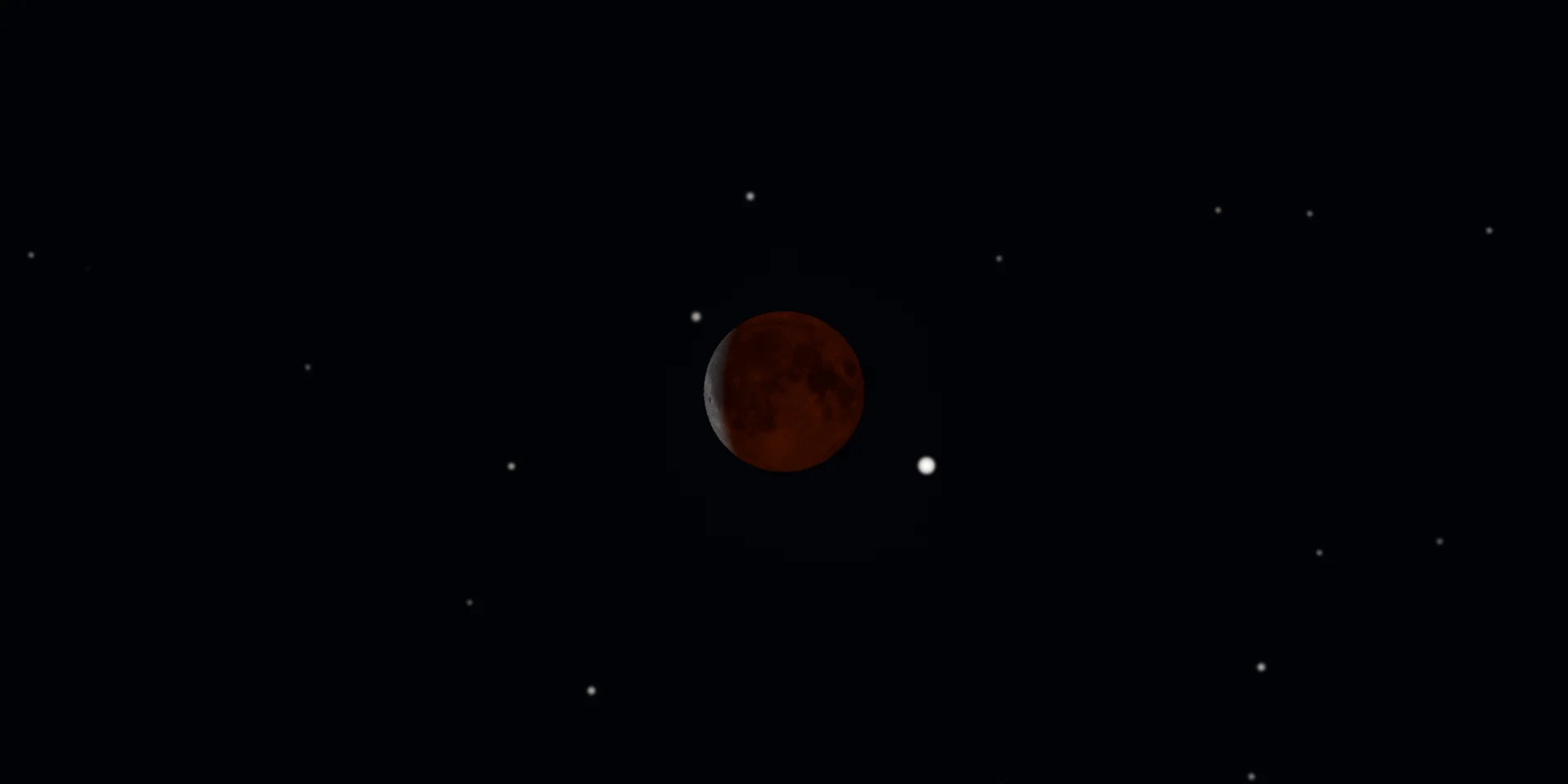 Total lunar eclipse: a copper-red moon among stars