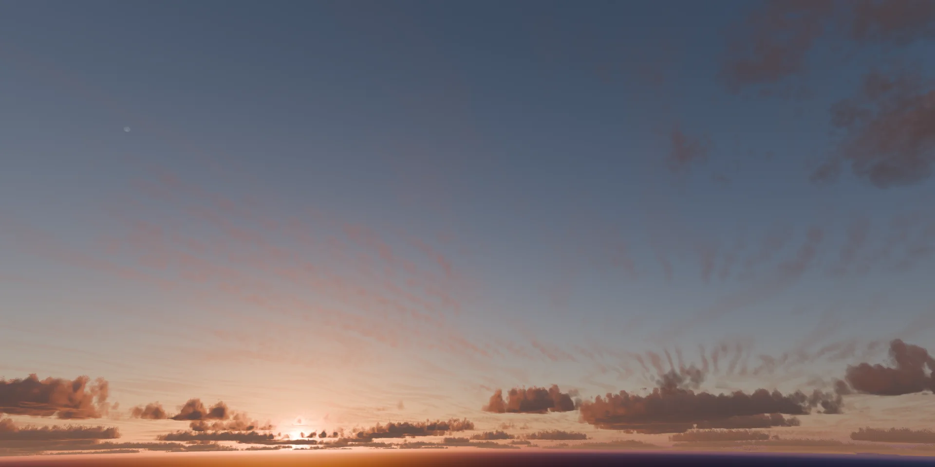 Sunset Glow preset: pink-lit high cloud above a glowing horizon