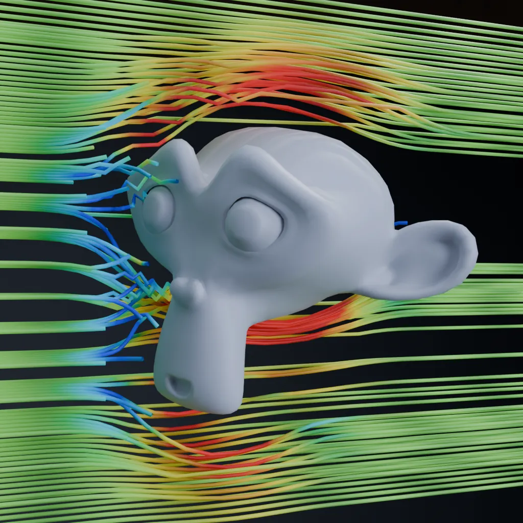 Aerodynamics Visualization — Animated streamlines and velocity coloring: an artistic potential-flow approximation.