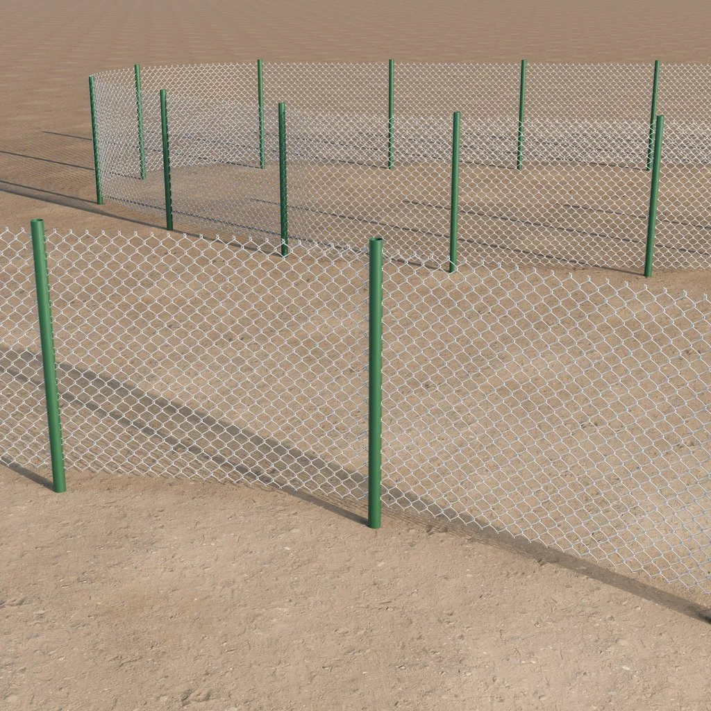 Chain Link Fence Generator — Editable paths, adjustable pole spacing, and separate wire and pole materials.