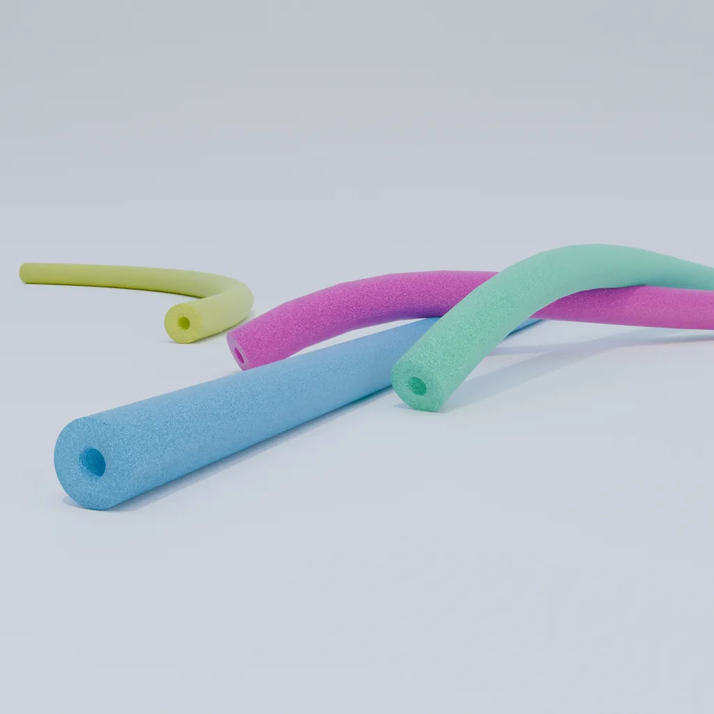 Pool Noodle Generator — Curve-following pool noodles with randomized colors, size controls, and automatic UVs.