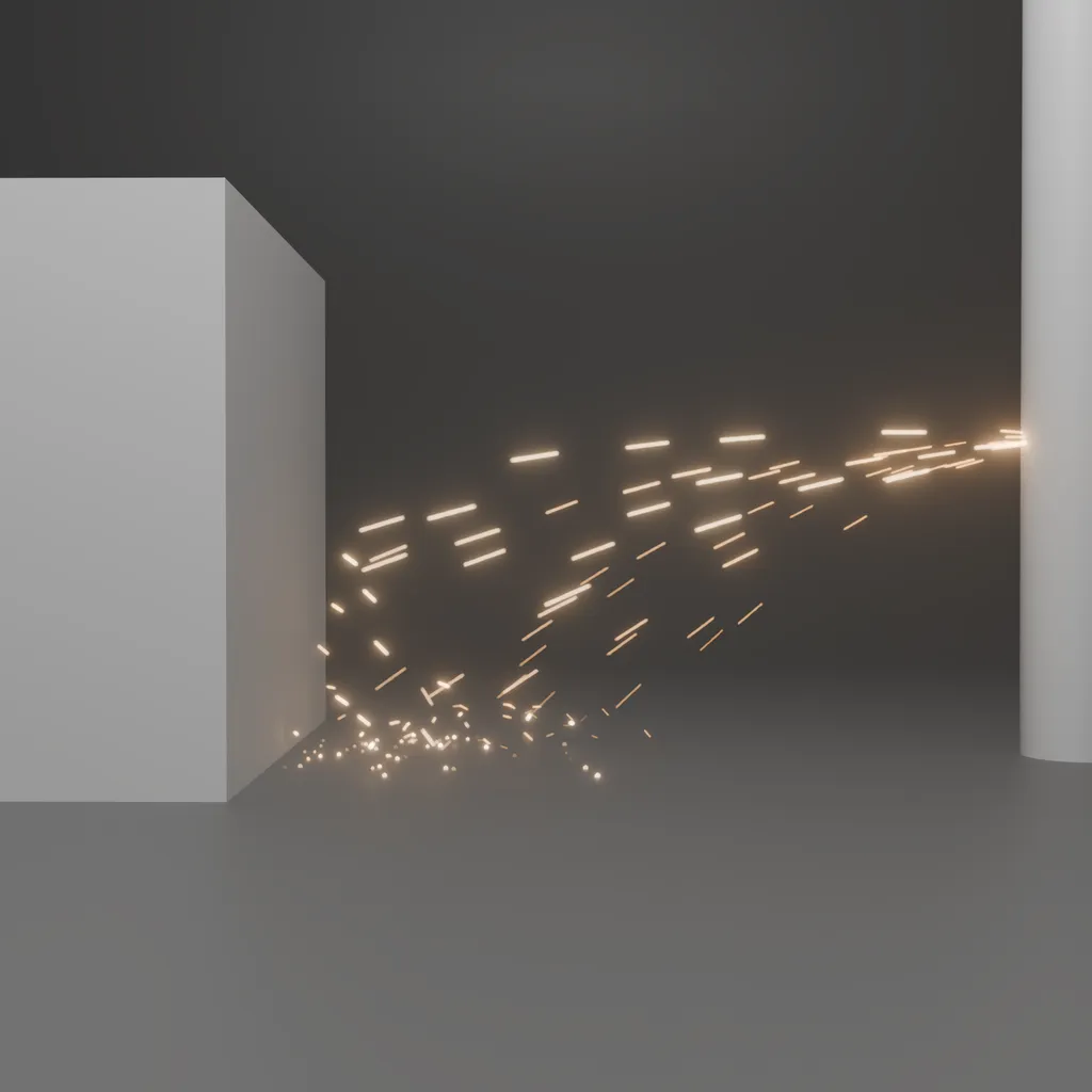 Sparks with Collision — Simulated sparks with adjustable emission, fading, and bounce or stick-on-impact behavior.