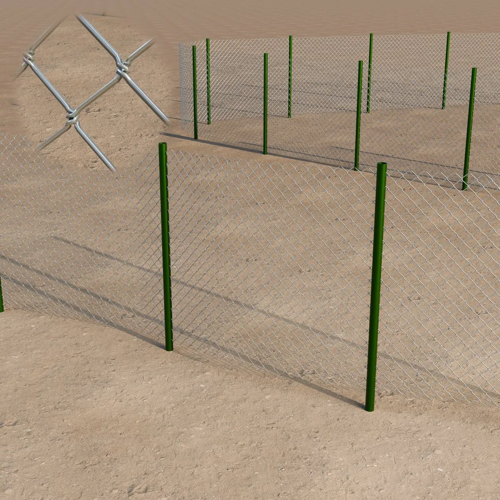 Threaded Wire Fence Generator — Twisted wire connections with editable paths, diamond dimensions, and pole spacing.